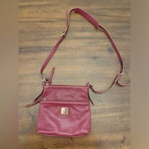 Dooney and Bourke Letter Carrier Crossbody Bag Purse Deep Red Gold